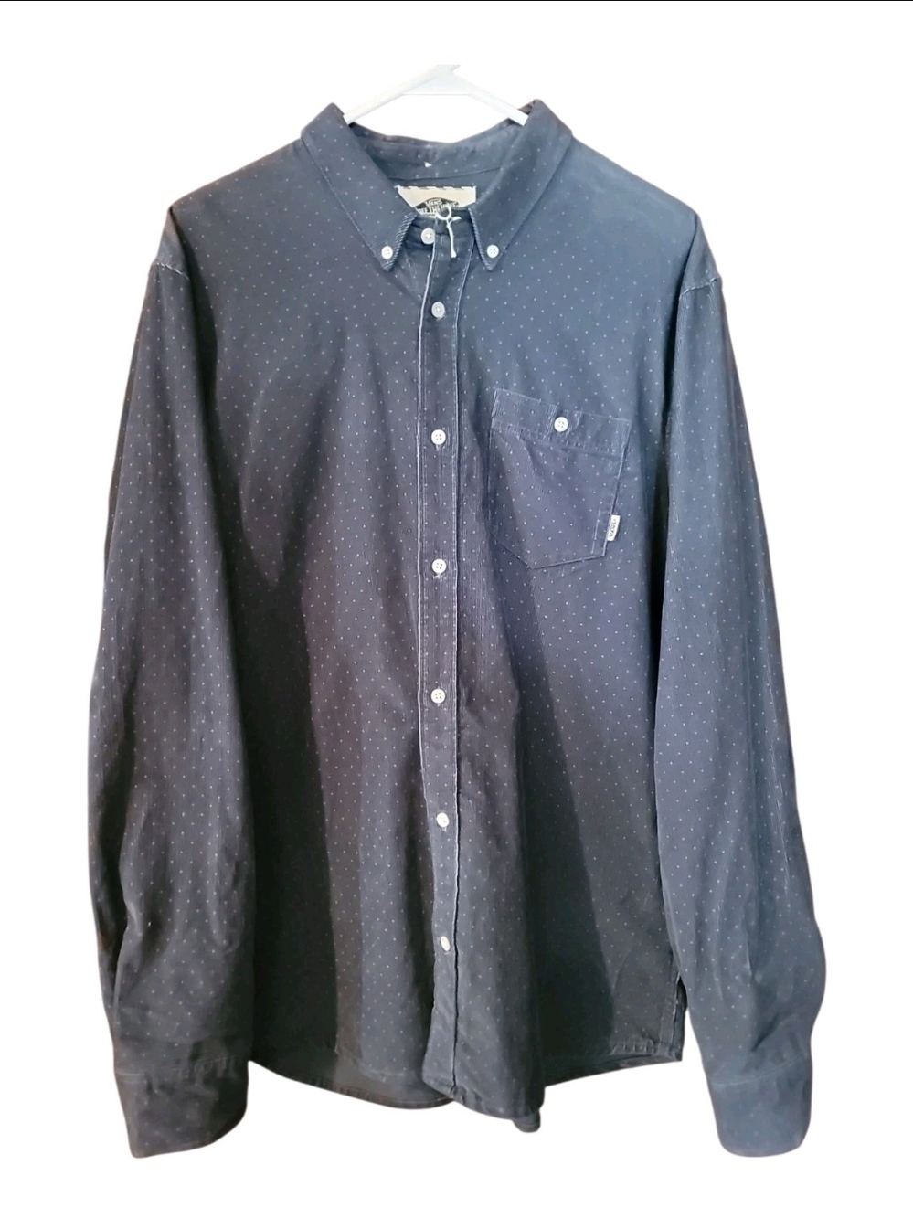 Vans Navy Button-Down Shirt with Micro Dot Print
